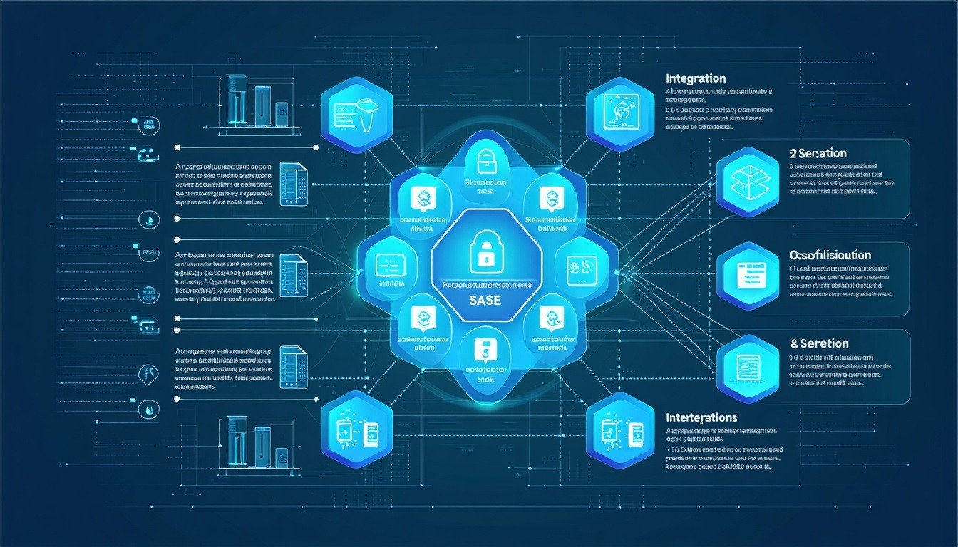 Diagram showing the integration of SASE solutions in a security network